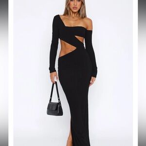 White Fox Long Sleeve Cutout Maxi Dress